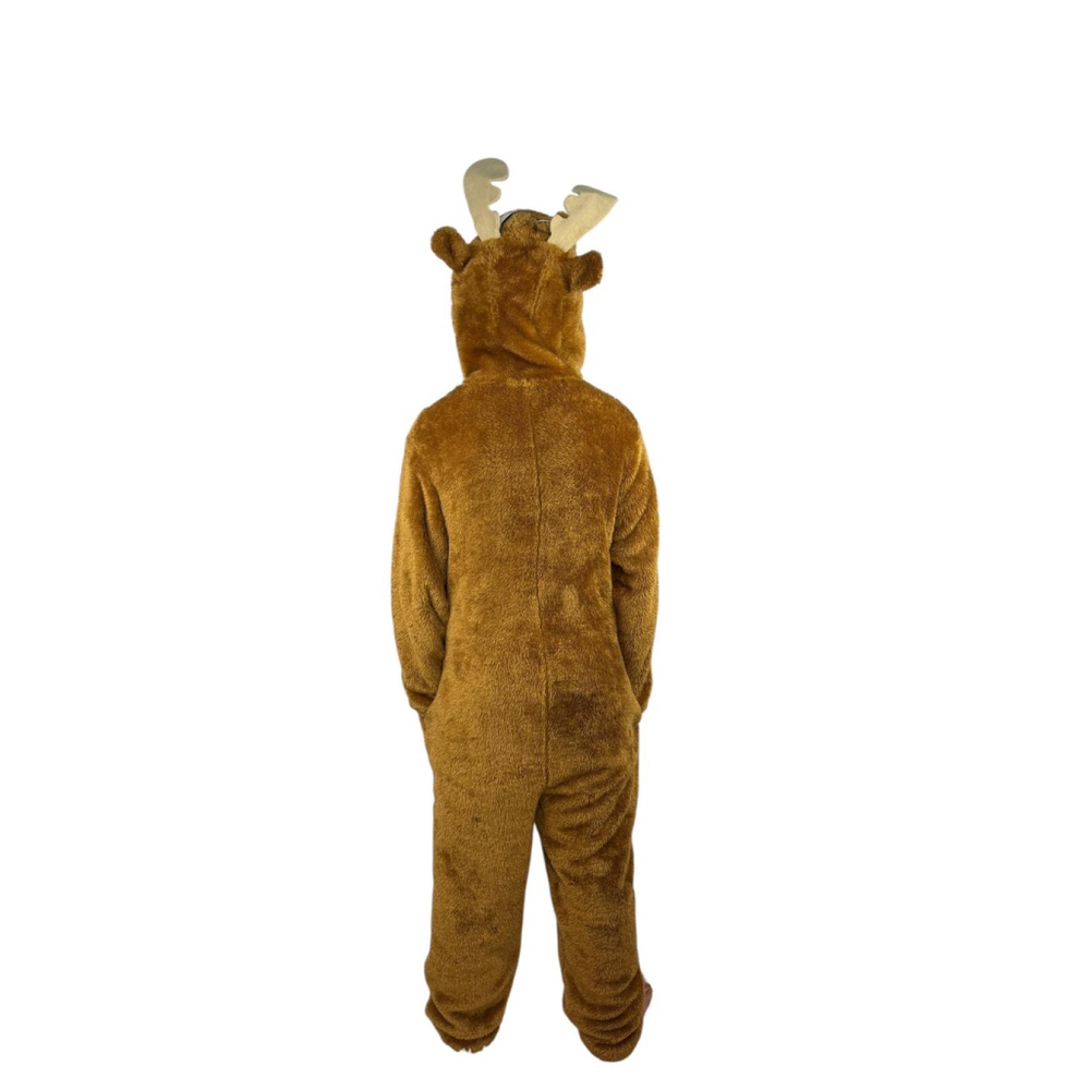 Briefly Stated Reindeer Moose Onesie XL Brown Hooded Pajamas Christmas Costume - Picture 5 of 15